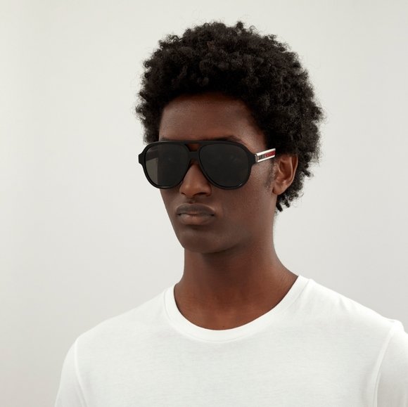 New - 💯 Original  Gucci GG0463 Grey Green Polarized Pilot Men's Sunglasses GG0 - Picture 1 of 12